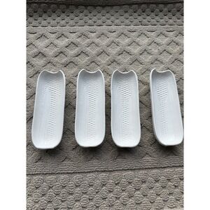 Set‎ of Four (4) Pfaltzgraff  White Corn on Cob Holders / Trays / Dishes